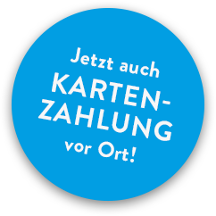 Störergrafik 'Jetzt auch Kartenzahlung vor Ort'